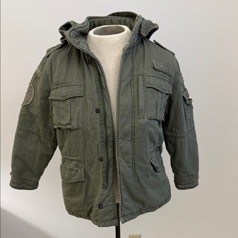 Kids Alpha Industries Olive Field Jacket Size 8 Youth Small